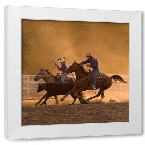 Roping on the Ranch II White Modern Wood Framed Art Print by Dawson, Robert