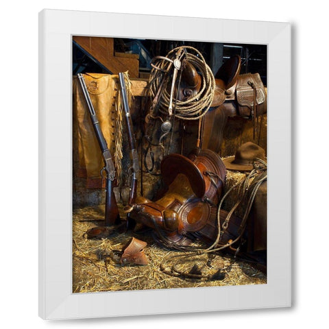 Ranchers Tack Room White Modern Wood Framed Art Print by Dawson, Robert