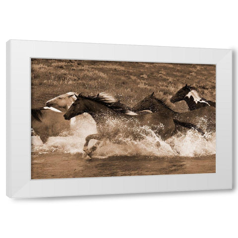 River Race White Modern Wood Framed Art Print by Dawson, Robert
