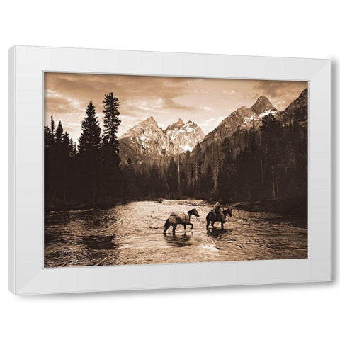 Teton Crossing White Modern Wood Framed Art Print by Dawson, Robert