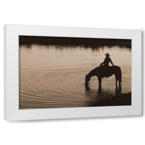 Texas Sunset ~ Sepia White Modern Wood Framed Art Print by Dawson, Robert