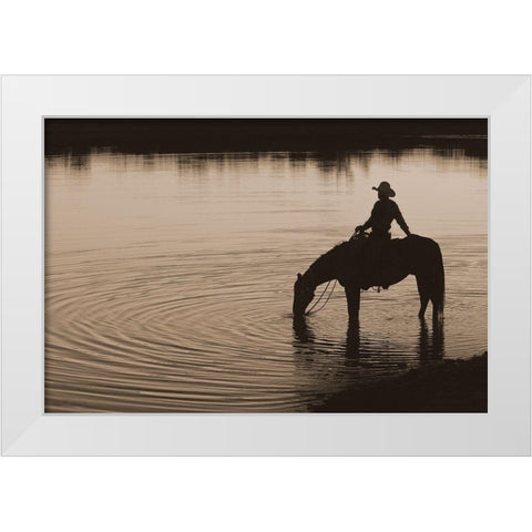 Texas Sunset ~ Sepia White Modern Wood Framed Art Print by Dawson, Robert