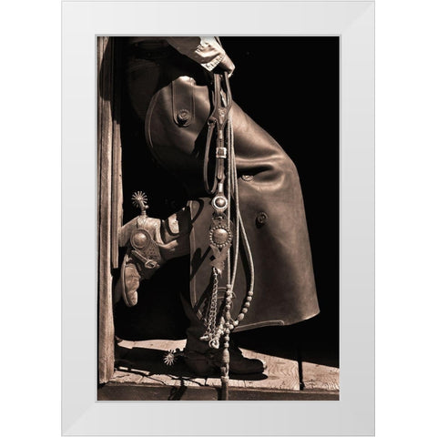 Texas Cowboy White Modern Wood Framed Art Print by Dawson, Robert