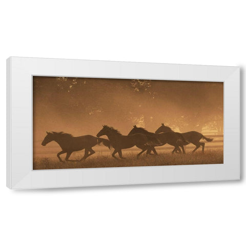 The Sprint for Home White Modern Wood Framed Art Print by Dawson, Robert