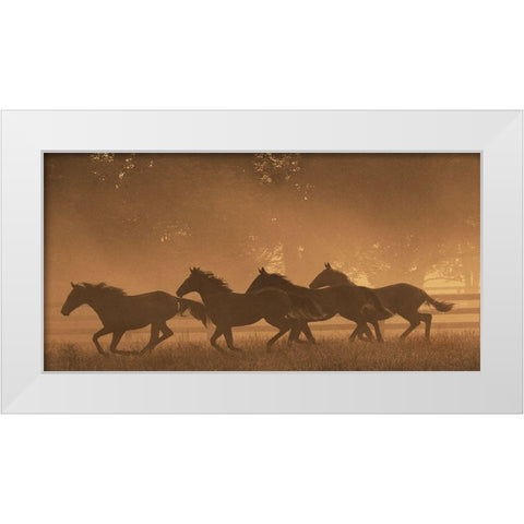 The Sprint for Home White Modern Wood Framed Art Print by Dawson, Robert