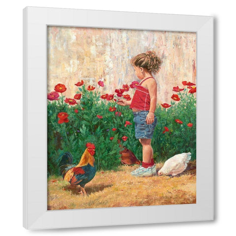 Country Girl White Modern Wood Framed Art Print by Dudley, June