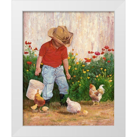 Country Boy White Modern Wood Framed Art Print by Dudley, June