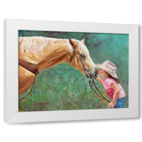 The First Kiss White Modern Wood Framed Art Print by Dudley, June