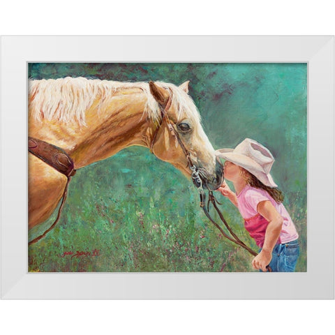 The First Kiss White Modern Wood Framed Art Print by Dudley, June