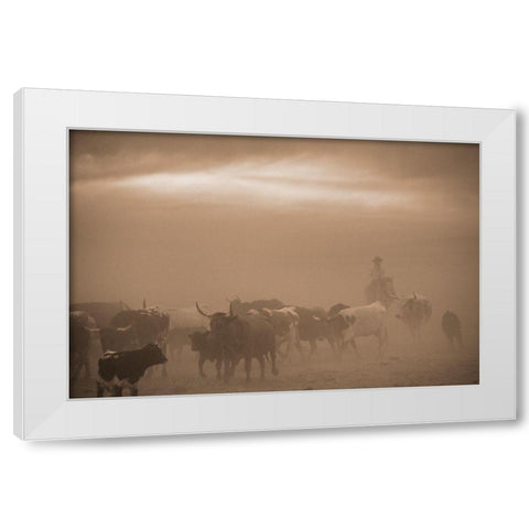 Caught In A Dust Storm White Modern Wood Framed Art Print by Dawson, Robert