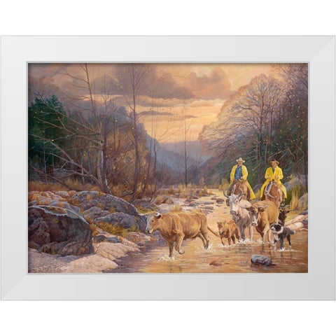Early Morning Ride White Modern Wood Framed Art Print by Dudley, June