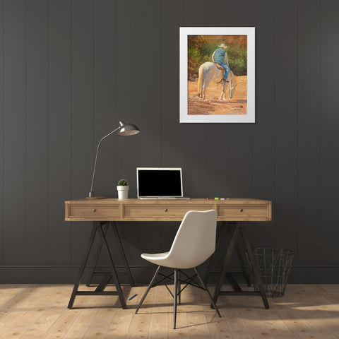 A Cool Drink White Modern Wood Framed Art Print by Dudley, June