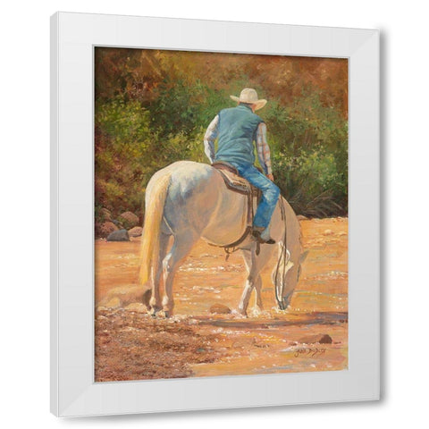 A Cool Drink White Modern Wood Framed Art Print by Dudley, June