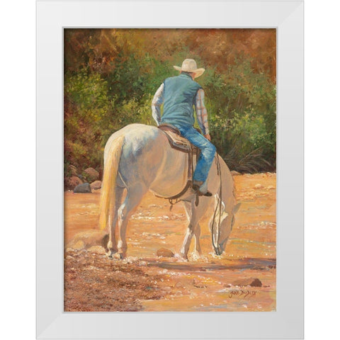 A Cool Drink White Modern Wood Framed Art Print by Dudley, June
