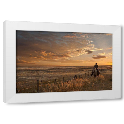 Sunset on the Prairie White Modern Wood Framed Art Print by Dawson, Robert