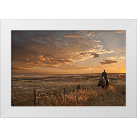 Sunset on the Prairie White Modern Wood Framed Art Print by Dawson, Robert