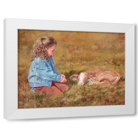 Getting To Know You White Modern Wood Framed Art Print by Dudley, June