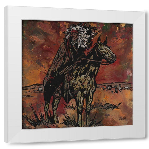 Sioux Rider White Modern Wood Framed Art Print by Kuehl, Cody