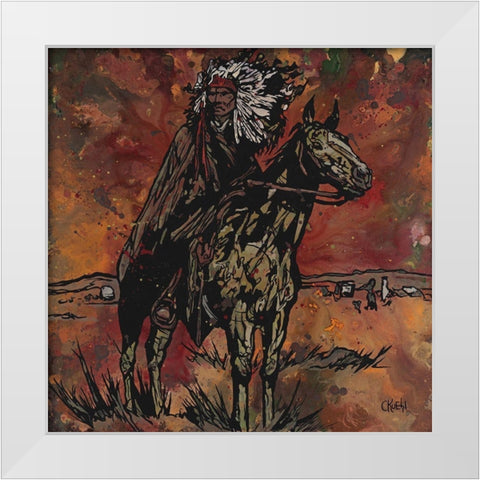 Sioux Rider White Modern Wood Framed Art Print by Kuehl, Cody