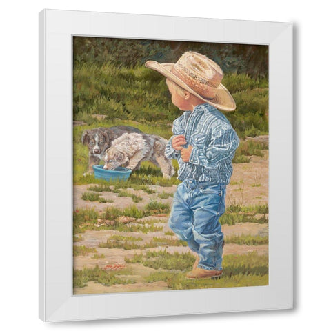 Little Boy Blue White Modern Wood Framed Art Print by Dudley, June