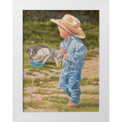 Little Boy Blue White Modern Wood Framed Art Print by Dudley, June