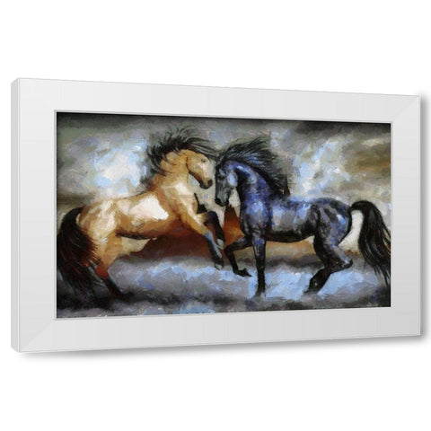 Horse Play I White Modern Wood Framed Art Print by Bolokofsky, Ronald