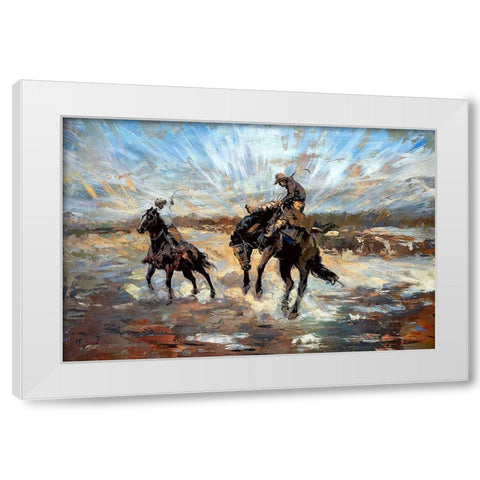 Buckin Bronco White Modern Wood Framed Art Print by Bolokofsky, Ronald