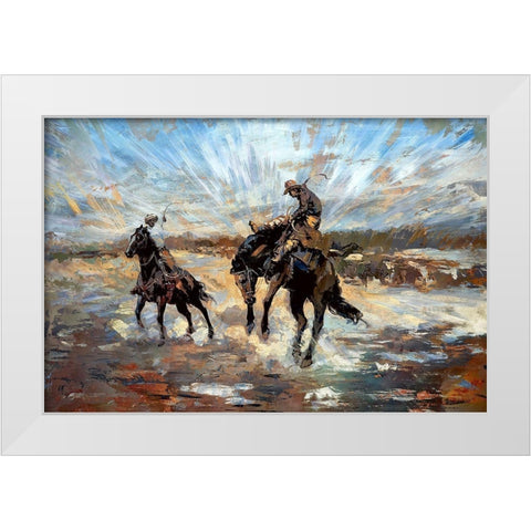 Buckin Bronco White Modern Wood Framed Art Print by Bolokofsky, Ronald