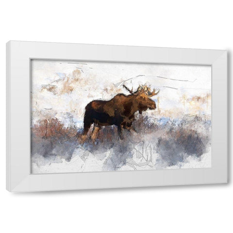 Bull Moose White Modern Wood Framed Art Print by Bolokofsky, Ronald