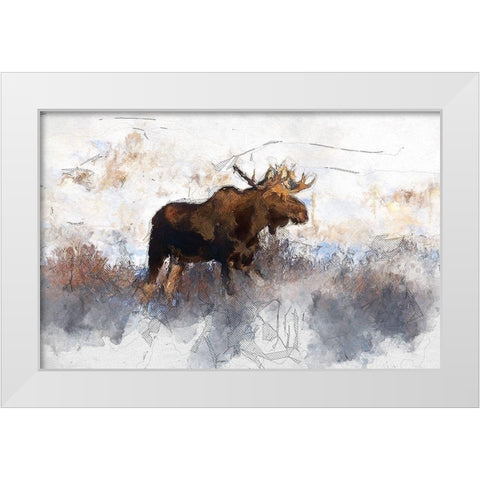 Bull Moose White Modern Wood Framed Art Print by Bolokofsky, Ronald