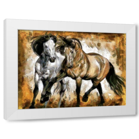 Horse Play II White Modern Wood Framed Art Print by Bolokofsky, Ronald