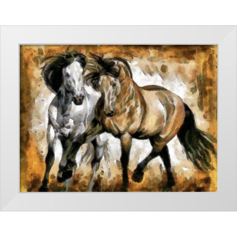 Horse Play II White Modern Wood Framed Art Print by Bolokofsky, Ronald