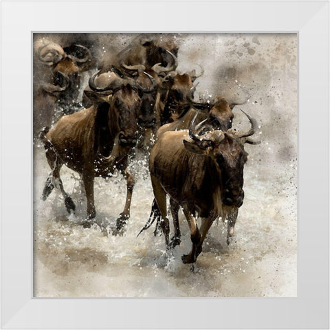 Crossing the River White Modern Wood Framed Art Print by Bolokofsky, Ronald