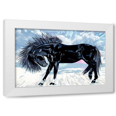 Friesian Horse White Modern Wood Framed Art Print by Bolokofsky, Ronald