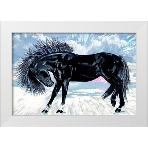 Friesian Horse White Modern Wood Framed Art Print by Bolokofsky, Ronald