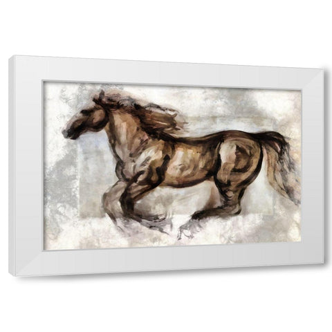 Full Trot White Modern Wood Framed Art Print by Bolokofsky, Ronald