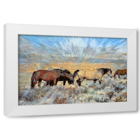 Grazing On the Grass White Modern Wood Framed Art Print by Bolokofsky, Ronald