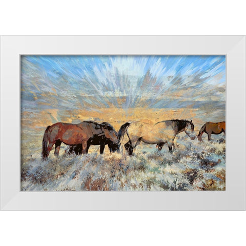 Grazing On the Grass White Modern Wood Framed Art Print by Bolokofsky, Ronald