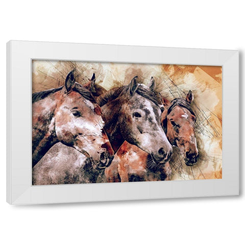 Horse Trio White Modern Wood Framed Art Print by Bolokofsky, Ronald