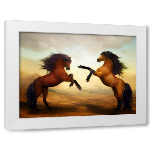 Horsing Around III White Modern Wood Framed Art Print by Bolokofsky, Ronald