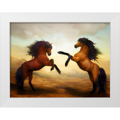 Horsing Around III White Modern Wood Framed Art Print by Bolokofsky, Ronald