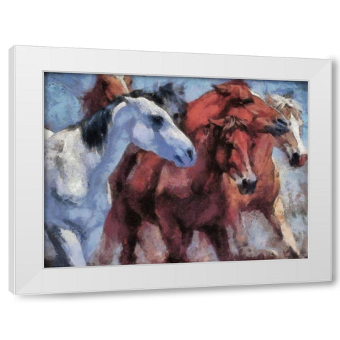Small Herd White Modern Wood Framed Art Print by Bolokofsky, Ronald