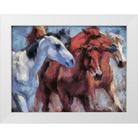 Small Herd White Modern Wood Framed Art Print by Bolokofsky, Ronald