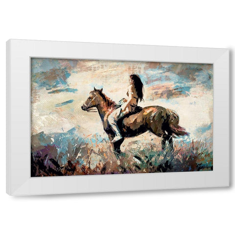 Morning Rider White Modern Wood Framed Art Print by Bolokofsky, Ronald