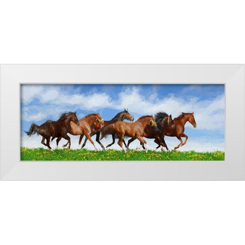 Running Wild White Modern Wood Framed Art Print by Bolokofsky, Ronald