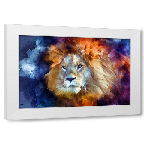 Watercolor Lion II White Modern Wood Framed Art Print by Bolokofsky, Ronald