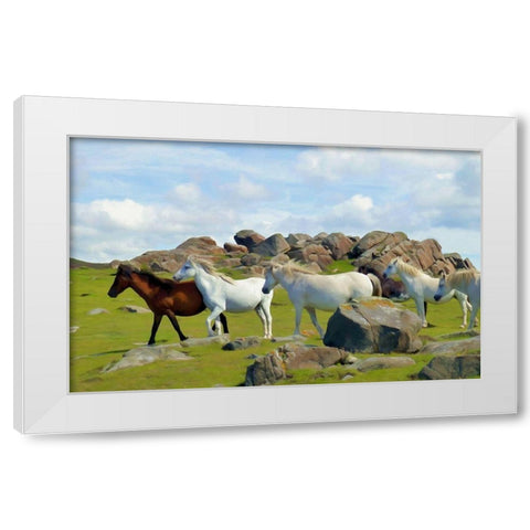 Wild Horses II White Modern Wood Framed Art Print by Bolokofsky, Ronald