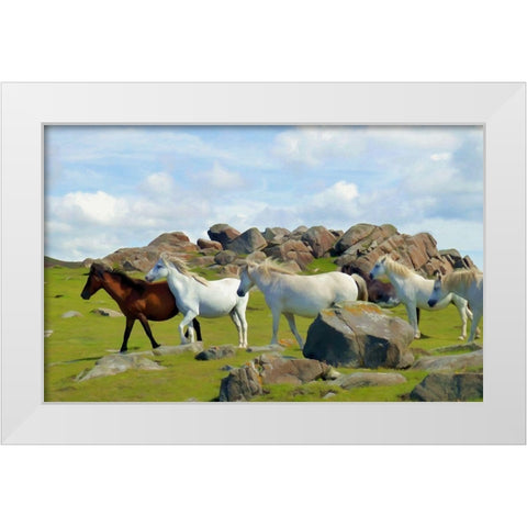 Wild Horses II White Modern Wood Framed Art Print by Bolokofsky, Ronald
