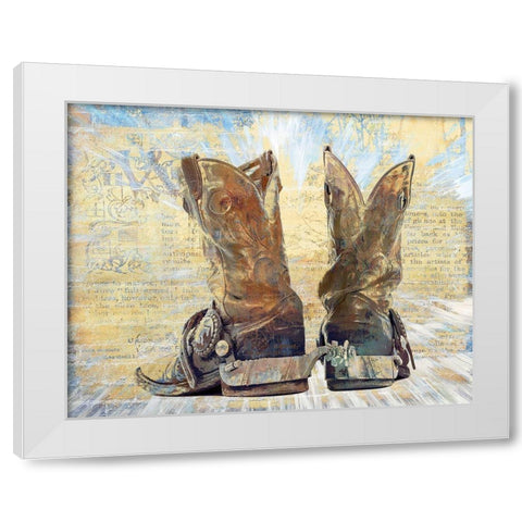 Boots and Spurs White Modern Wood Framed Art Print by Bolokofsky, Ronald
