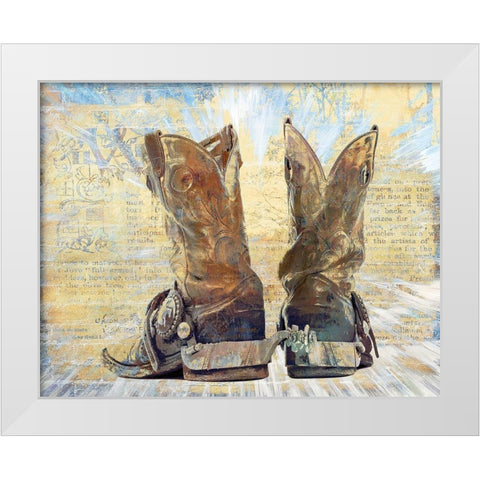 Boots and Spurs White Modern Wood Framed Art Print by Bolokofsky, Ronald